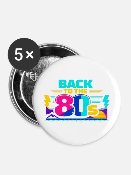 Zurück in die 80er Neon - Buttons mittel 32 mm (5er Pack) - Weiß