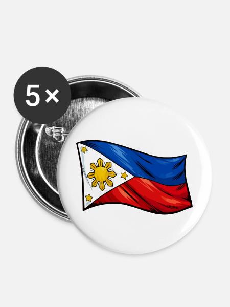 Philippinen Flagge Karikatur - Buttons mittel 32 mm (5er Pack) - Weiß