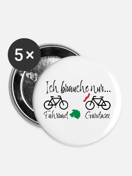 Gardasee mit Fahrrad - Buttons mittel 32 mm (5er Pack) - Weiß