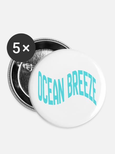 Ocean Breeze gebogene Typografie - Buttons mittel 32 mm (5er Pack) - Weiß