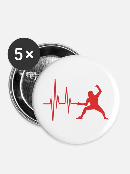 Fechten - Buttons mittel 32 mm (5er Pack) - Weiß