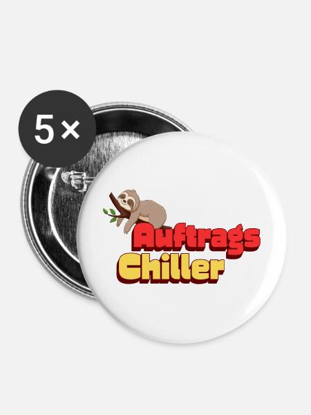 Auftragschiller Sloth - Buttons mittel 32 mm (5er Pack) - Weiß