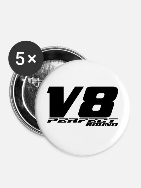 V8 - Buttons mittel 32 mm (5er Pack) - Weiß