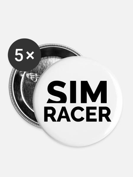 Simracer aus Leidenschaft Gaming - Buttons mittel 32 mm (5er Pack) - Weiß