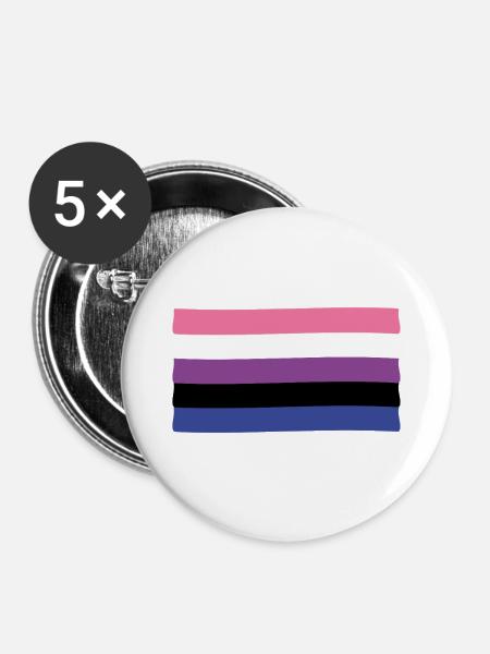 Genderfluid Pride Flagge - Buttons mittel 32 mm (5er Pack) - Weiß