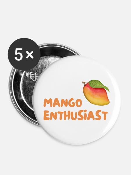 Mango Enthusiast Graphic - Buttons mittel 32 mm (5er Pack) - Weiß