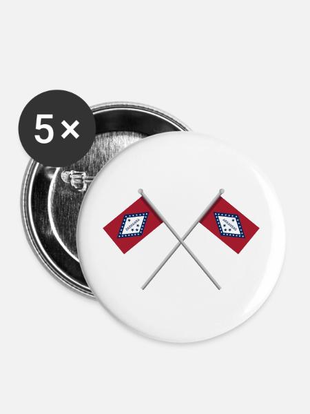 Arkansas-Flagge - Buttons mittel 32 mm (5er Pack) - Weiß