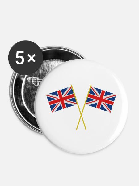 Flagge Großbritanniens - Buttons mittel 32 mm (5er Pack) - Weiß