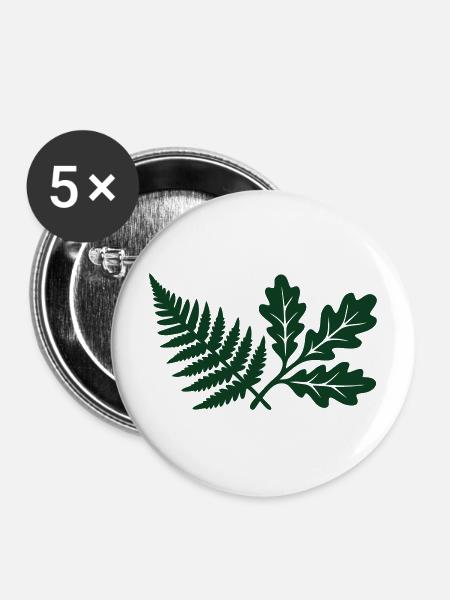 Farn Eichenlaub Wald Silhouette - Buttons mittel 32 mm (5er Pack) - Weiß