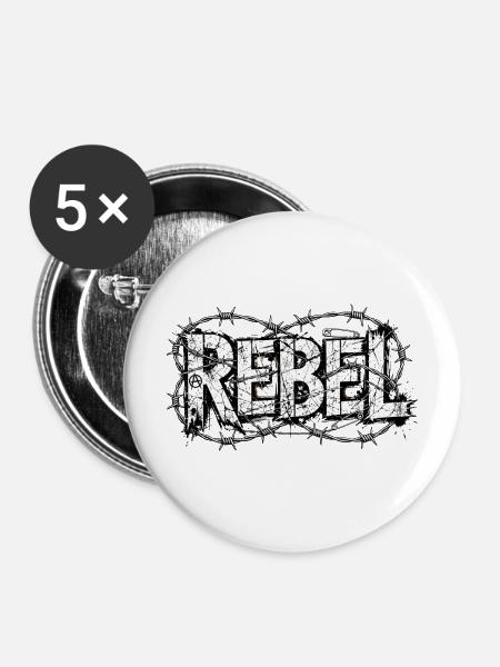 Rebellen-Stacheldrahttypografie - Buttons mittel 32 mm (5er Pack) - Weiß