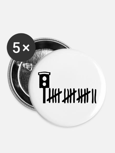 Radar Killer - Buttons mittel 32 mm (5er Pack) - Weiß