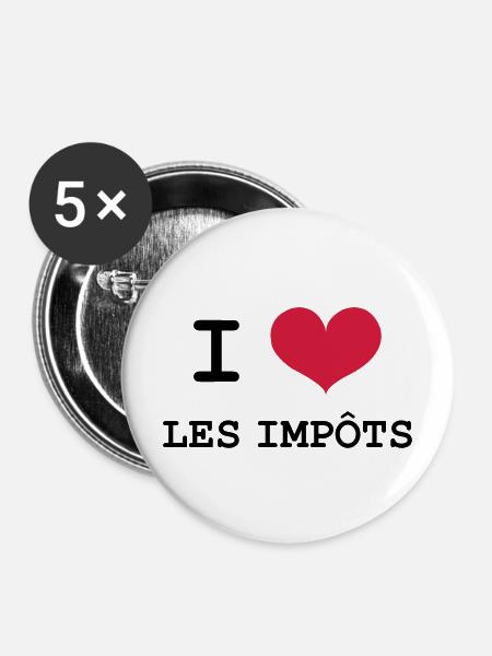 Ich liebe Steuern - Buttons mittel 32 mm (5er Pack) - Weiß