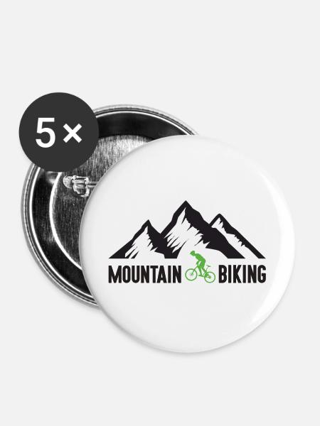 Mountainbiken - Buttons mittel 32 mm (5er Pack) - Weiß
