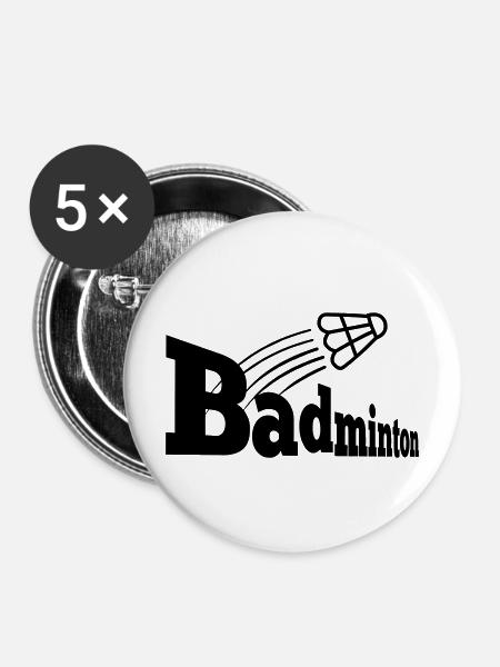 Bagminton-Perspektive mit Shuttle - Buttons mittel 32 mm (5er Pack) - Weiß