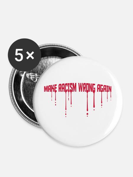 make racism wrong again - Buttons mittel 32 mm (5er Pack) - Weiß