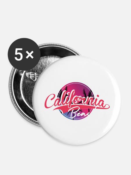 California Beach Sunset Skript - Buttons mittel 32 mm (5er Pack) - Weiß