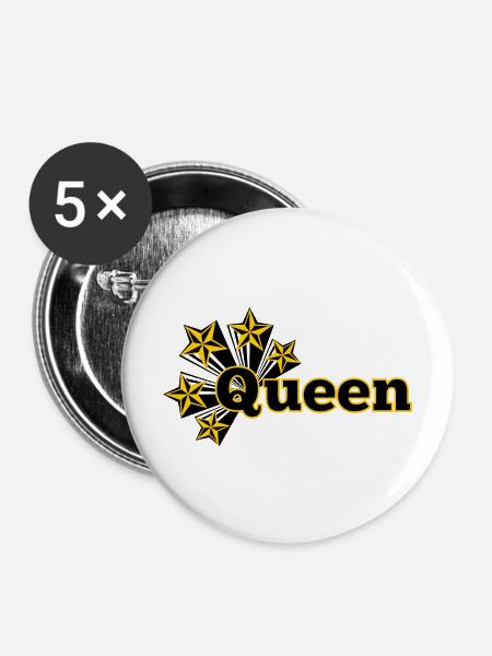 Königin mit Sternen - Buttons mittel 32 mm (5er Pack) - Weiß
