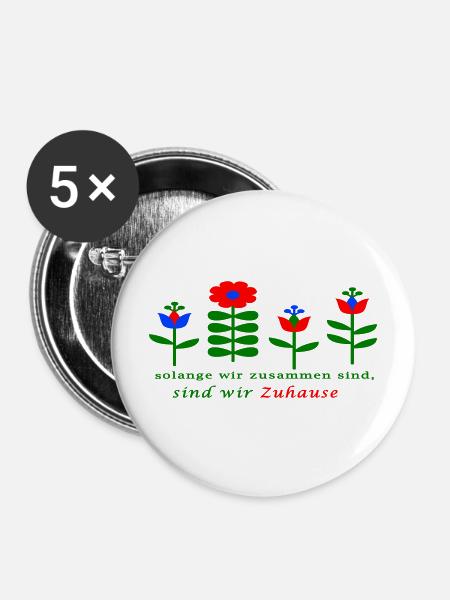 Zuhause - Buttons mittel 32 mm (5er Pack) - Weiß
