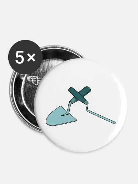 Fugennagel und Kelle, Maurer - Buttons mittel 32 mm (5er Pack) - Weiß