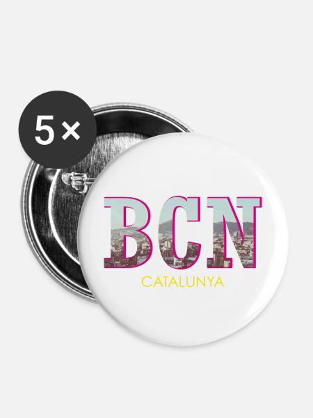 Barcelona Catalunya - Buttons mittel 32 mm (5er Pack) - Weiß