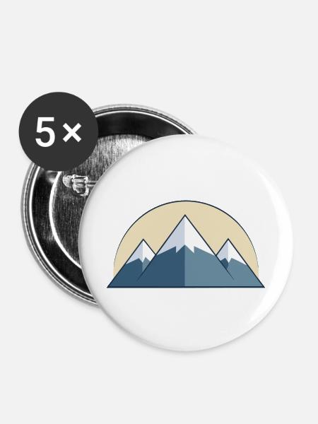 Gebirge - Buttons mittel 32 mm (5er Pack) - Weiß