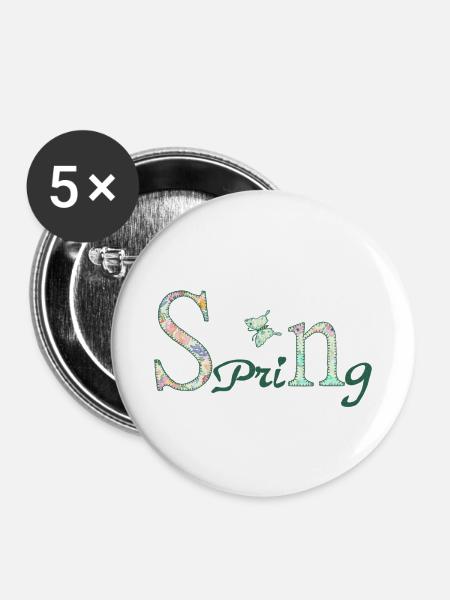Spring - Buttons mittel 32 mm (5er Pack) - Weiß