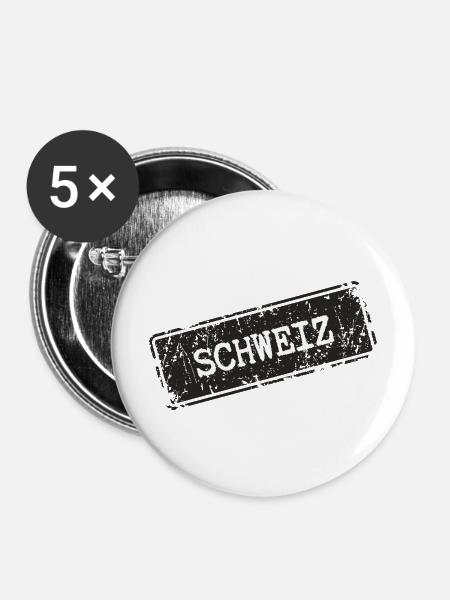 Schweiz - Buttons mittel 32 mm (5er Pack) - Weiß