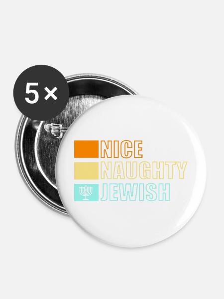 Hanukkah Chanukkah Hanukah - Buttons mittel 32 mm (5er Pack) - Weiß
