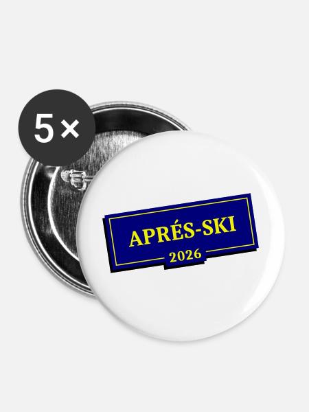 Apres Ski 2026 - Buttons mittel 32 mm (5er Pack) - Weiß