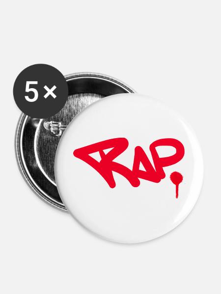 Rap Graffiti Spray Design für Fans - Buttons mittel 32 mm (5er Pack) - Weiß