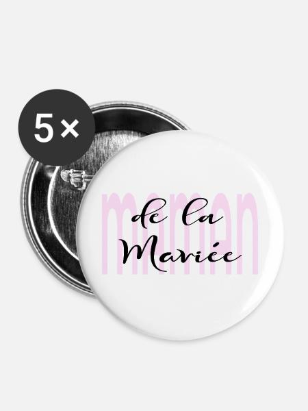 Mutter der Braut - Buttons mittel 32 mm (5er Pack) - Weiß