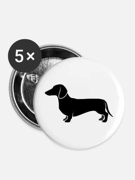 Teckel Jagdhund Profil - Buttons mittel 32 mm (5er Pack) - Weiß