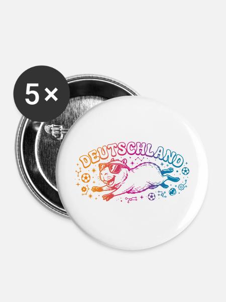 Deutschland Fussball Capybara - Buttons mittel 32 mm (5er Pack) - Weiß
