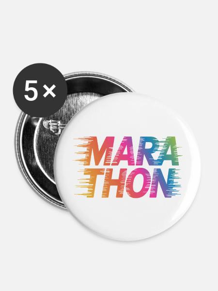 Marathon Gradient Sprintfarben - Buttons mittel 32 mm (5er Pack) - Weiß