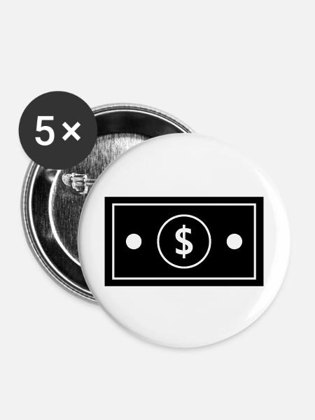 Dollar - Buttons mittel 32 mm (5er Pack) - Weiß