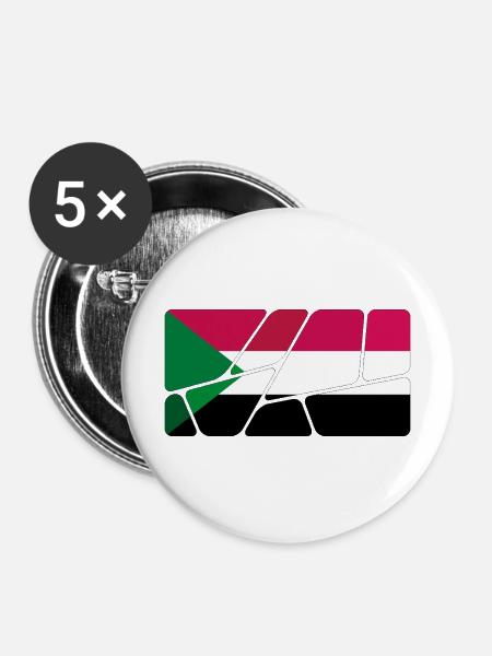 Sudan als Flagge - Buttons mittel 32 mm (5er Pack) - Weiß
