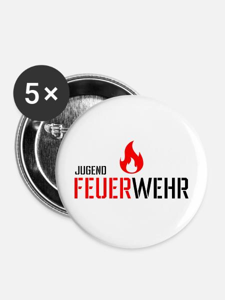 Jugend Feuerwehr - Buttons mittel 32 mm (5er Pack) - Weiß