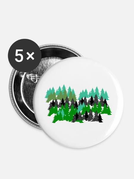 Kiefen silhouette - Buttons mittel 32 mm (5er Pack) - Weiß