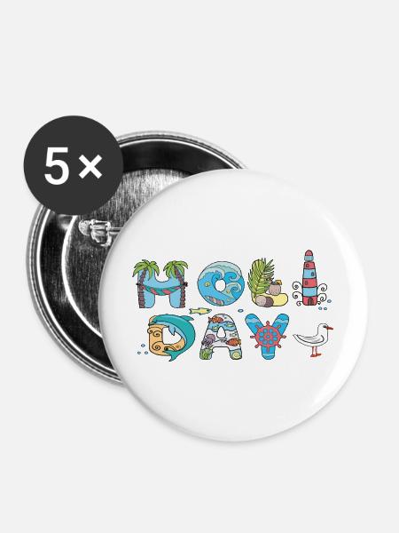 Holiday - Buttons mittel 32 mm (5er Pack) - Weiß