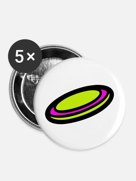 Discgolf Frisbee Scheibe Icon - Buttons mittel 32 mm (5er Pack) - Weiß