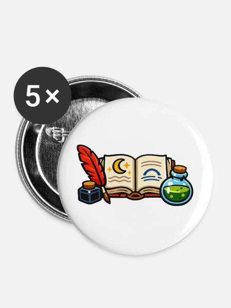 Mondschein Bibliothek der Alchemie - Buttons mittel 32 mm (5er Pack) - Weiß