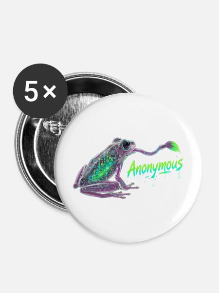 Neon Cyber Frosch Graffiti - Buttons mittel 32 mm (5er Pack) - Weiß