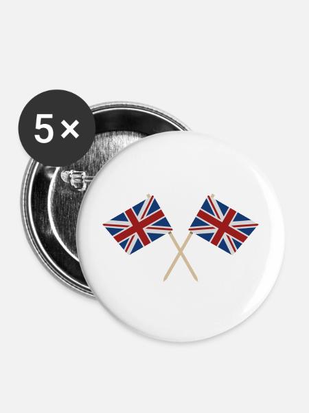 Flagge Großbritanniens - Buttons mittel 32 mm (5er Pack) - Weiß