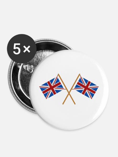 Flagge Großbritanniens - Buttons mittel 32 mm (5er Pack) - Weiß