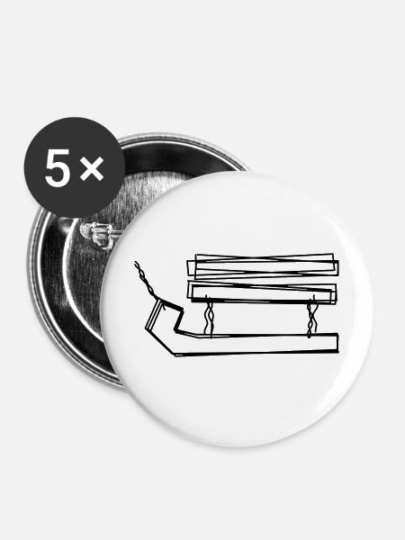 Schlitten handgezeichnet - Buttons mittel 32 mm (5er Pack) - Weiß