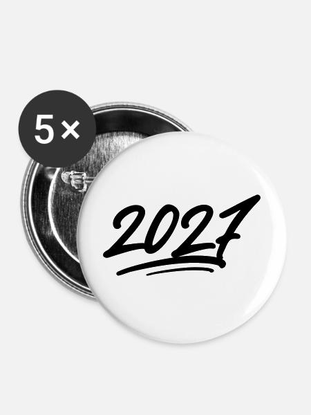 2027 Jahr - Buttons mittel 32 mm (5er Pack) - Weiß