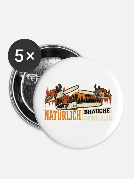 Kettensägen-Ästhetik im Wald - Buttons mittel 32 mm (5er Pack) - Weiß