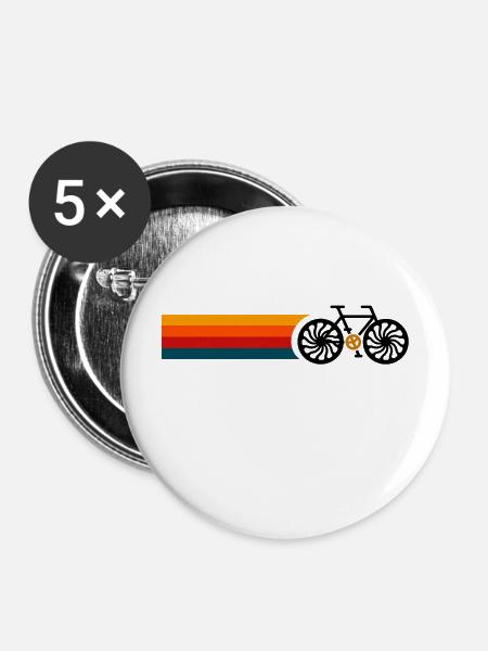 Retro-Sonnenuntergangs-Bunte Schleifen - Buttons mittel 32 mm (5er Pack) - Weiß