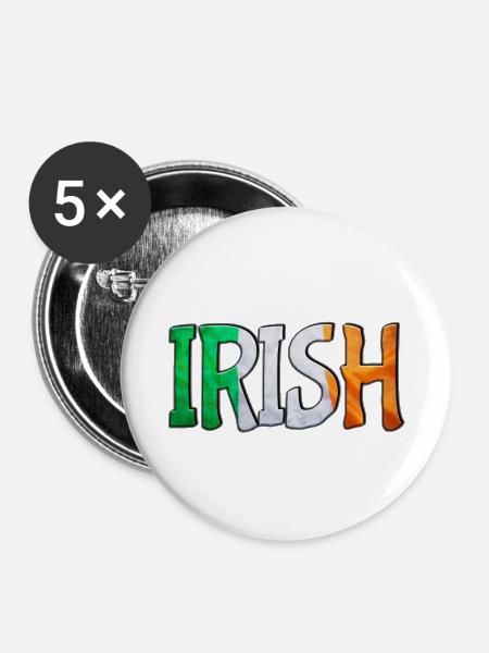 Irish Flag Letters Patchwork - Buttons mittel 32 mm (5er Pack) - Weiß