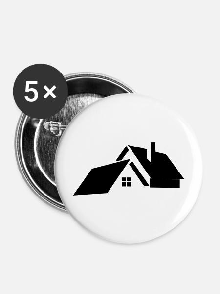 Logo für Haus oder Haus - Buttons mittel 32 mm (5er Pack) - Weiß